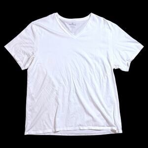 Bombas V-Neck T-Shirt Mens Bright White Peruvian Pima Cotton Tee Size XL